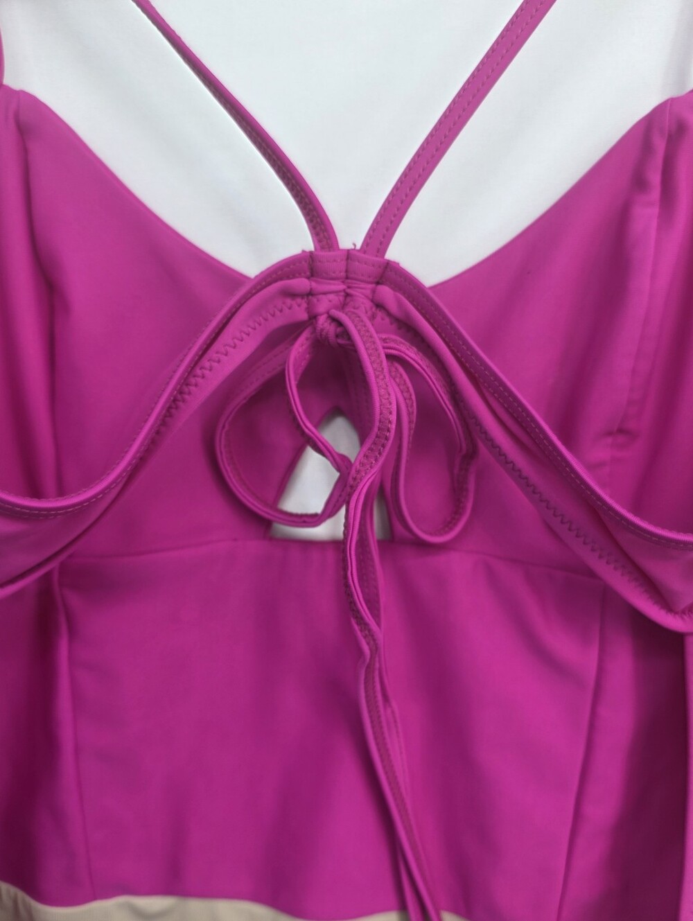 Summersalt Colorblock One Piece Swimsuit Pink Red Keyhole Open Back Tie Sz 4 - Picture 10 of 16